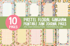 Pastel Floral Gingham Junk Journal Pages Product Image 1