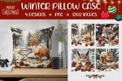 Embroidery Winter Animals Pillow Case, Winter Pillow Designs Product Image 1
