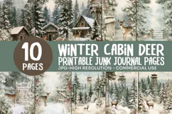 Winter Cabin Deer Junk Journal Pages Product Image 1