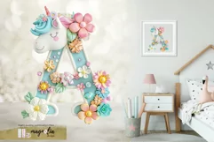 Unicorn |cute letter A clipart png Product Image 1