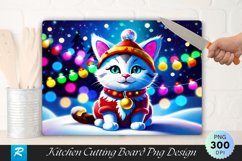 Reindeer Cat Christmas Cutting Board Sublimation Design Product Image 1