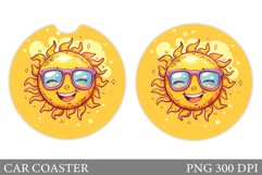 Positive Sun Car Coaster. Cute Sun Coaster Design Product Image 1