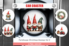 Farmhouse Christmas Gnomes Car Coaster Product Image 1