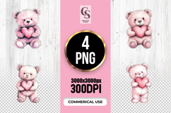Cute Pink Teddy Bear with Heart Clipart Sublimation PNG Product Image 1