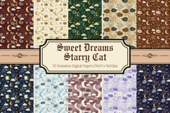 Sweet Dreams Starry Cat Digital Paper,Celestial Sleeping Kit Product Image 1