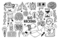 Biohacking, healthy lifestyle vector set Product Image 1