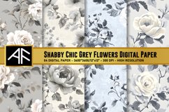 Shabby Chic Grey Flower Digital Paper Product Image 1