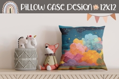 Colorful Sky Pillow Case Design, Stars Pillow Template Product Image 1