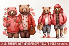 Valentines Day Bear Sublimation Clipart, Valentines Day PNG Product Image 1