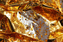 A luxurious background of crumpled gold foil with golden Product Image 1