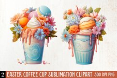 Easter Coffee Cup Sublimation Clipart, Watercolor Clipart Product Image 1