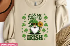 Kiss Me I Might Be Irish PNG, St Patricks Day Gnome Sublim Product Image 2