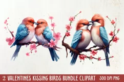 Breeds of Valentine Kissing Birds, Valentine's Day Clipart Product Image 1
