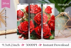 Red Roses Tumbler Wrap, Stained Glass Flowers Tumbler Design Product Image 1