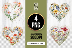 Wildflower Heart Frame Clipart Sublimation PNG Product Image 1