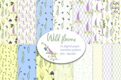 Wildflowers Seamless Pattern, Watercolor Digital Papers. Product Image 1