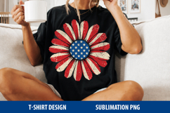 Happy 4th of July PNG, Patriotic Flower Sublimation Design Product Image 7