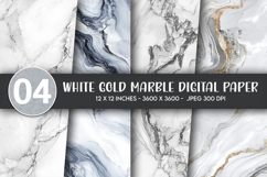 White Gold Marble Digital Paper Product Image 1