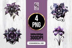 Dark Purple Orchid Flower Clipart Sublimation PNG Product Image 1