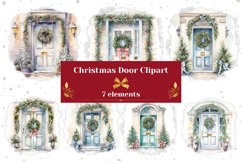 Watercolor Christmas Doors Clipart, Christmas Clipart PNG Product Image 1