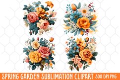 Spring Garden Clipart, Flowers Sublimation Designs Product Image 1