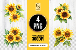 Sunflower Bouquet Clipart Sublimation PNG Product Image 1