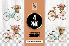 Vintage Bicycle With Flowers Clipart Sublimation PNG Product Image 1