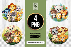 Cute Baby Wild Animals Clipart Sublimation PNG Product Image 1