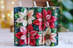 Merry Christmas Flower Tumbler Wrap | Christmas Wrap Product Image 1
