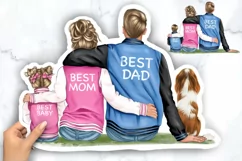 Family clipart, mom dad daughter son dog Product Image 1