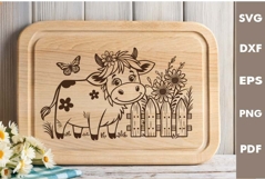 Baby Cow Design, Cutting board SVG, Laser cut SVG Product Image 1