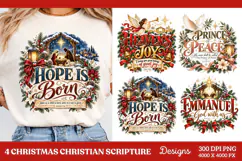 4 Christian Christmas PNG Designs, 4 Nativity Bible Verse PN Product Image 1