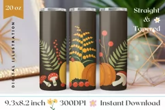 Pumpkin Tumbler Wrap Design, Floral Tumbler Design Product Image 1
