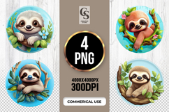 Cute Sloth Clipart Sublimation PNG Product Image 1