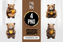 Cute Bear With Honey Clipart Sublimation PNG Product Image 1