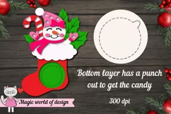 Snowman girl in a Christmas sock candy dome svg Product Image 4