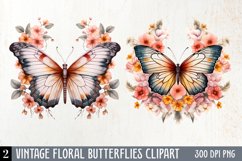 Vintage Floral Butterflies Clipart, butterflies Clipart Product Image 1