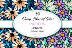 Daisy Floral Stained Glass Seamless Digital Pattern Product Image 1