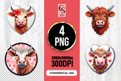 Highland Cow Valentine Heart Portrait SVG PNG Product Image 1