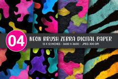 Neon Brush Zebra Digital Paper Product Image 1
