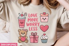 Love more worry less PNG, Coffee Valentines day Sublimation Product Image 2
