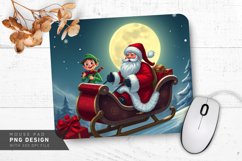 Santa And Elf Sleigh Under Moonlight Mouse Pad PNG Design Product Image 1