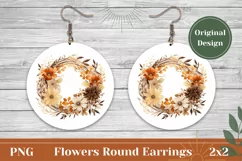 Floral Earrings Design, Watercolor Flowers Sublimation Product Image 1