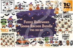 Funny Halloween Goose &amp; Raccoon PNG Bundle 10 Product Image 1