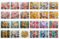 Flowers Tumbler Bundle. 3D Flowers Tumbler Sublimation Product Image 2