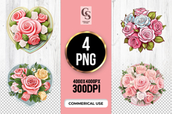 Rose Heart Bouquet Clipart Sublimation PNG Product Image 1