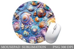 3D Seashell Mouse Pad Sublimation. Sea Mouse Pad Design Product Image 1