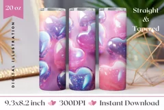 3D Glitter Hearts Tumbler Design, Valentine's Day Tumbler Product Image 1