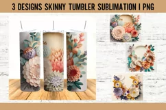 Floral 3D Tumbler Sublimation Designs PNG Product Image 1