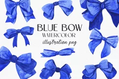 Watercolor clipart blue bows. Clipart- PNG hand drawing Product Image 1